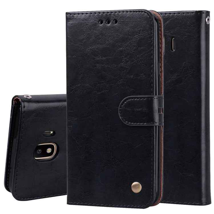 Business Style Oil Wax Texture Horizontal Flip Leather Case for Galaxy J4 (EU Version) (2018), with Holder & Card Slots & Wallet, For Galaxy J4 (EU Version) (2018)
