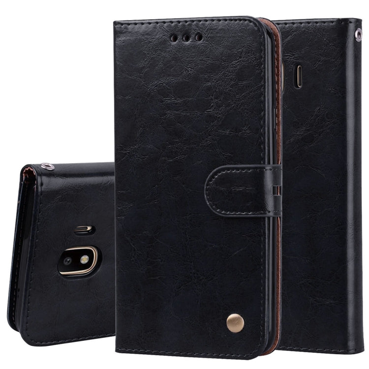 Business Style Oil Wax Texture Horizontal Flip Leather Case for Galaxy J4 (EU Version) (2018), with Holder & Card Slots & Wallet, For Galaxy J4 (EU Version) (2018)