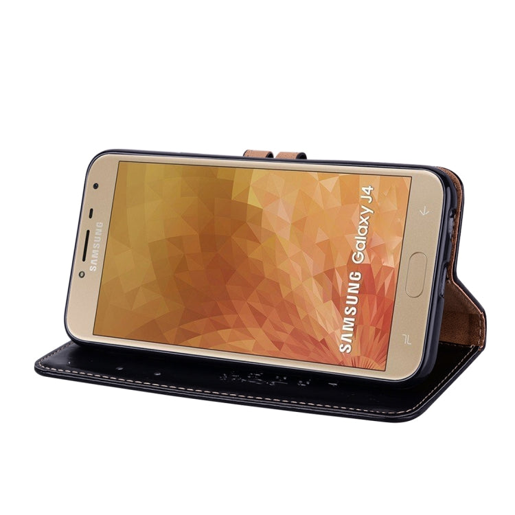 Business Style Oil Wax Texture Horizontal Flip Leather Case for Galaxy J4 (EU Version) (2018), with Holder & Card Slots & Wallet, For Galaxy J4 (EU Version) (2018)