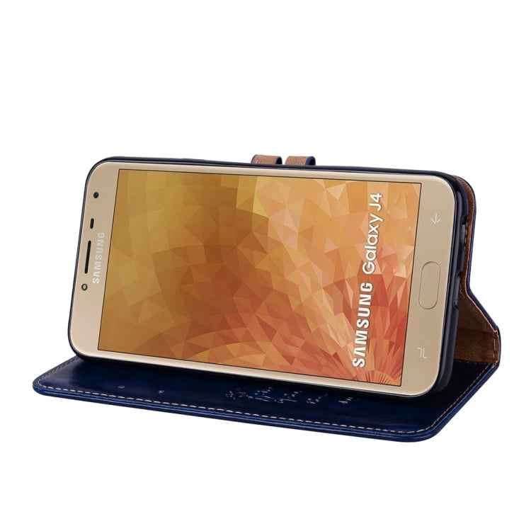 Business Style Oil Wax Texture Horizontal Flip Leather Case for Galaxy J4 (EU Version) (2018), with Holder & Card Slots & Wallet