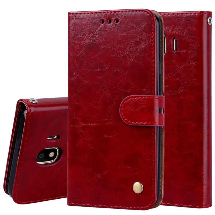 Business Style Oil Wax Texture Horizontal Flip Leather Case for Galaxy J4 (EU Version) (2018), with Holder & Card Slots & Wallet, For Galaxy J4 (EU Version) (2018)