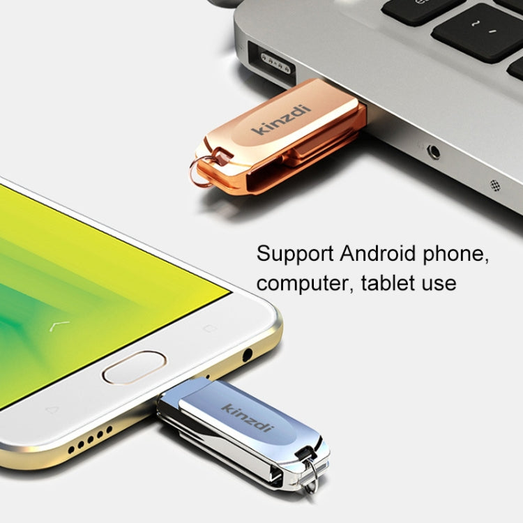 Kinzdi 32GB USB + Type-C Interface Metal Twister Flash Disk V8, 32GB Rose Gold, 32GB Silver