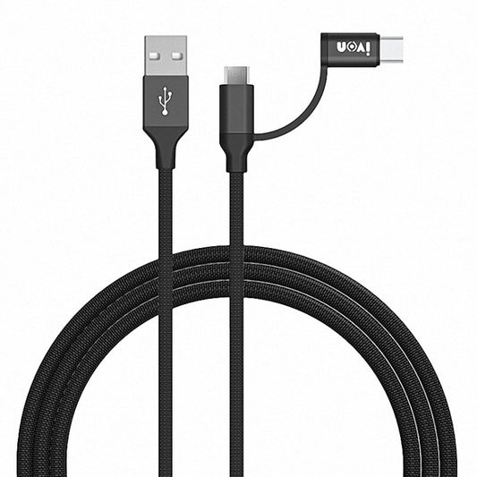 IVON CA52 2.4A USB to Type-C + Micro USB 2 in 1 Charging Sync Data Cable, Length: 1m