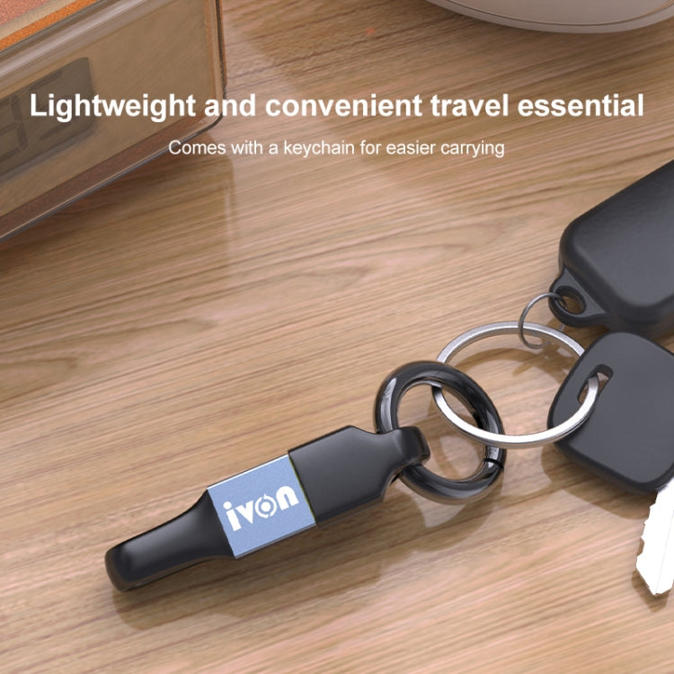 IVON CA90 3.1A Max USB to USB-C / Type-C Portable Data Cable with Ring, Length: 14.5cm, Type-C