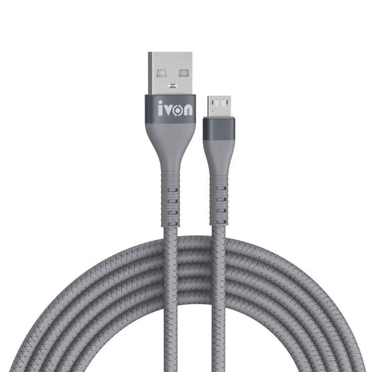 IVON CA92 2.4A Max USB to Micro USB Rubber Fast Charging Data Cable, Length: 1.5m