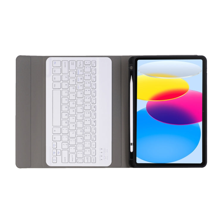 For iPad 11 2025 / 10th Gen 10.9 2022 A10B Lambskin Texture Ultra-thin Bluetooth Keyboard Leather Tablet Case with Pen Slot, A10B