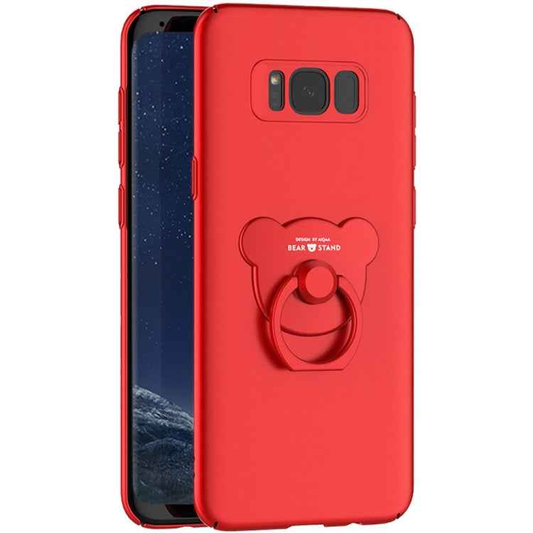 AIQAA For Galaxy S8 + / G9550 Solid Color Metal Paint Plastic PC Dropproof Protective case with Bear Ring Holder