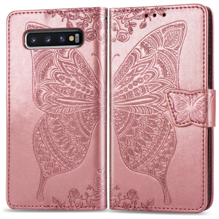 Funda de piel con tapa horizontal con estampado de mariposas y flores para Galaxy S10, con soporte, ranuras para tarjetas, cartera y cordón.