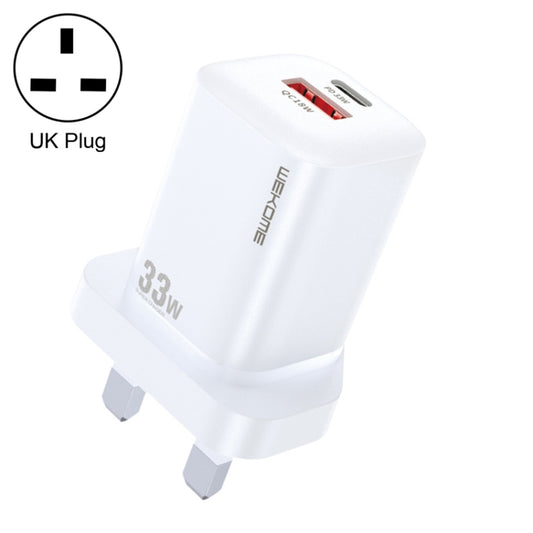 Cargador rápido WK WP-U140 Power Series de 33 W con USB+USB-C/Tipo-C. Especificaciones: enchufe británico.