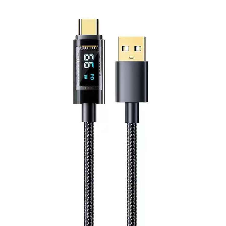 Mutural Li-CC007 1.2m 66W Transparent Digital Display USB to Type-C Charging Data Cable, USB to Type-C