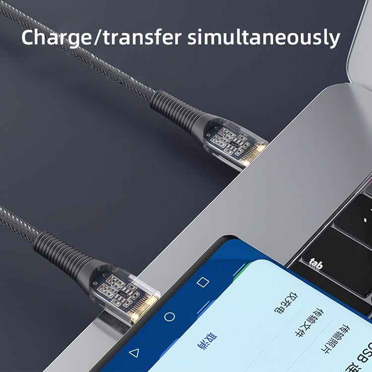 Mutural Li-CC009 1.2m 100W Transparent USB-C / Type-C to Type-C Charging Data Cable, Type-C to Type-C