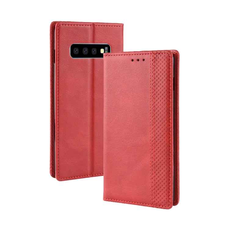 Magnetic Buckle Retro Crazy Horse Texture Horizontal Flip Leather Case for Galaxy S10 (5G), with Holder & Card Slots & Photo Frame