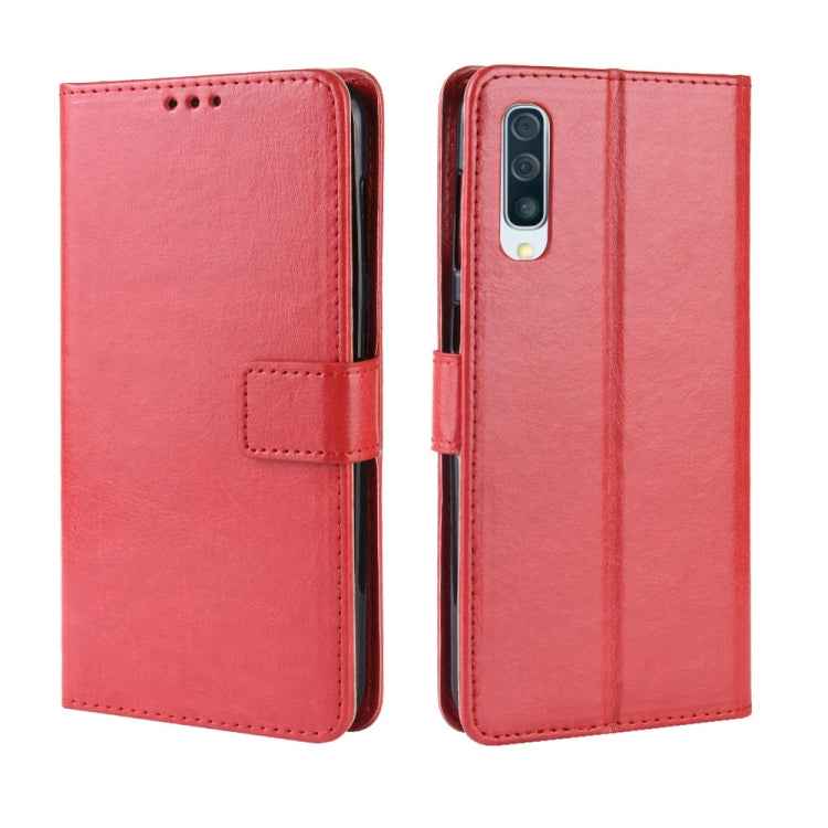 Retro Crazy Horse Texture Horizontal Flip Leather Case for Galaxy A70, with Holder & Card Slots & Photo Frame