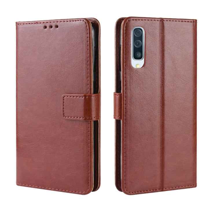 Retro Crazy Horse Texture Horizontal Flip Leather Case for Galaxy A70, with Holder & Card Slots & Photo Frame