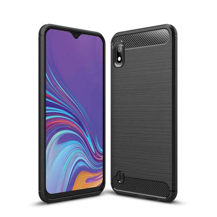 Brushed Texture Carbon Fiber Shockproof TPU Case for Galaxy A10, 三星 Galaxy A10