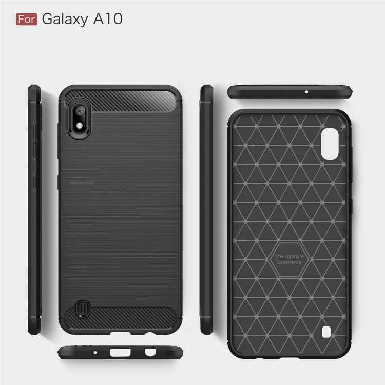 Brushed Texture Carbon Fiber Shockproof TPU Case for Galaxy A10, 三星 Galaxy A10