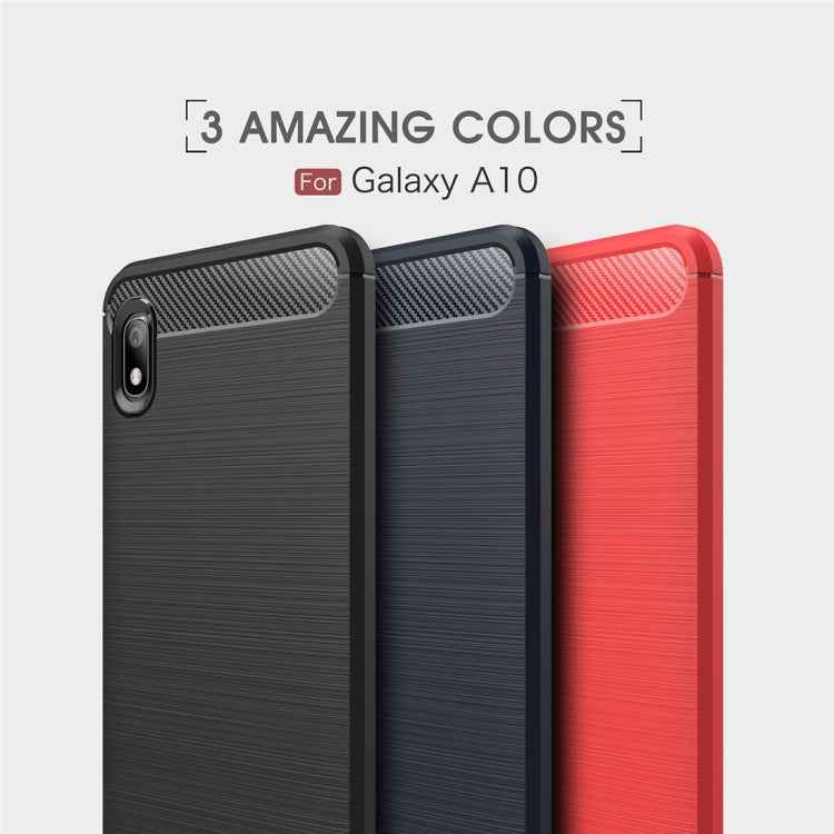 Brushed Texture Carbon Fiber Shockproof TPU Case for Galaxy A10, 三星 Galaxy A10