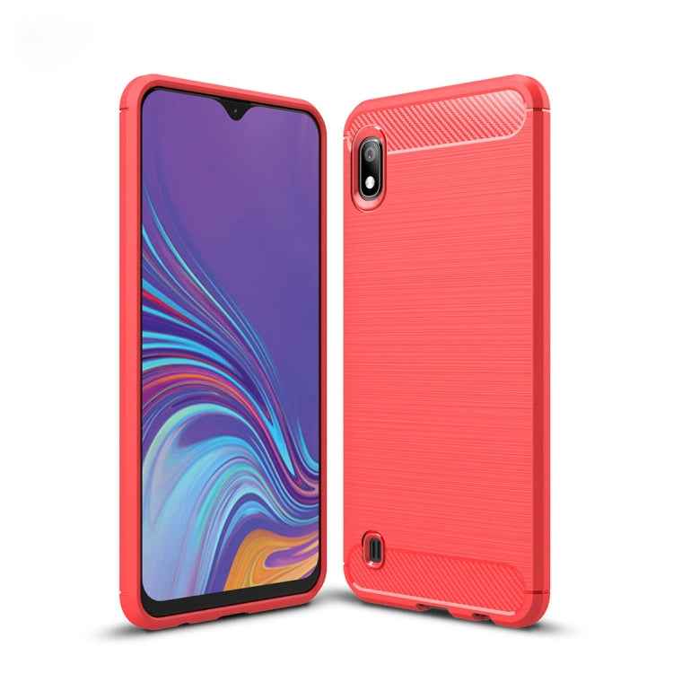 Brushed Texture Carbon Fiber Shockproof TPU Case for Galaxy A10, 三星 Galaxy A10