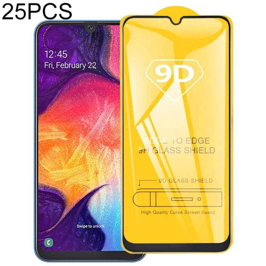 25 PCS For Galaxy A50s 9D Full Glue Full Screen Tempered Glass Film