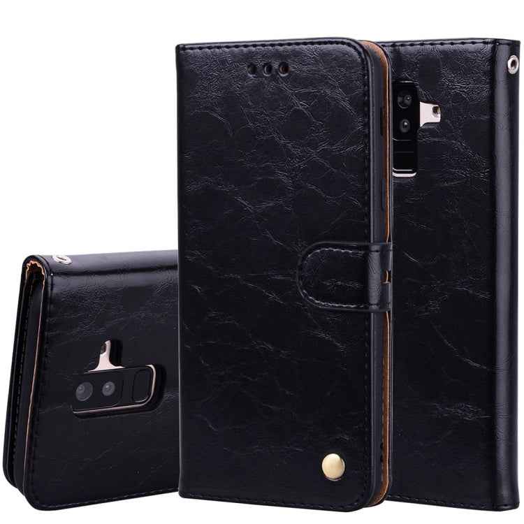 Business Style Oil Wax Texture Horizontal Flip Leather Case for Galaxy A6 Plus (2018), with Holder & Card Slots & Wallet, For Galaxy A6 Plus (2018)