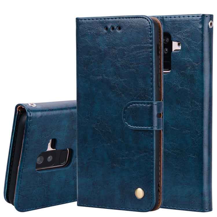 Business Style Oil Wax Texture Horizontal Flip Leather Case for Galaxy A6 Plus (2018), with Holder & Card Slots & Wallet, For Galaxy A6 Plus (2018)