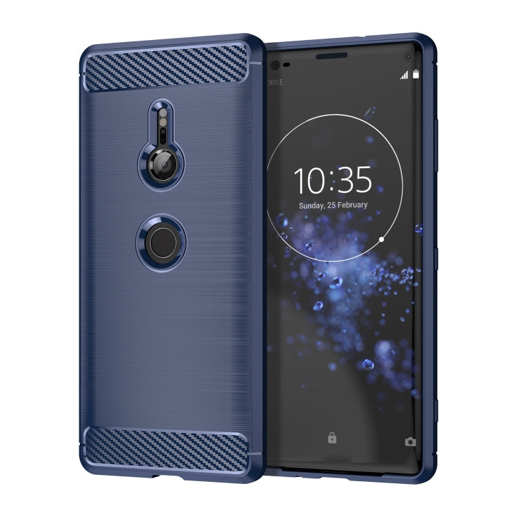 Funda de TPU de fibra de carbono con textura cepillada y antigolpes para Sony Xperia XZ3
