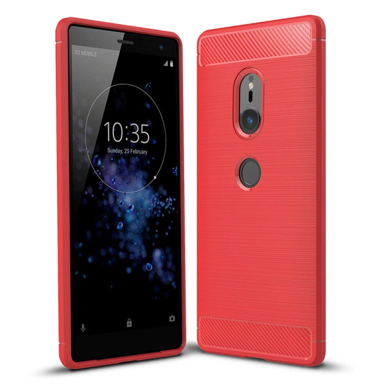 For Sony Xperia XZ2 Brushed Texture Carbon Fiber Shockproof TPU Protective Back Case