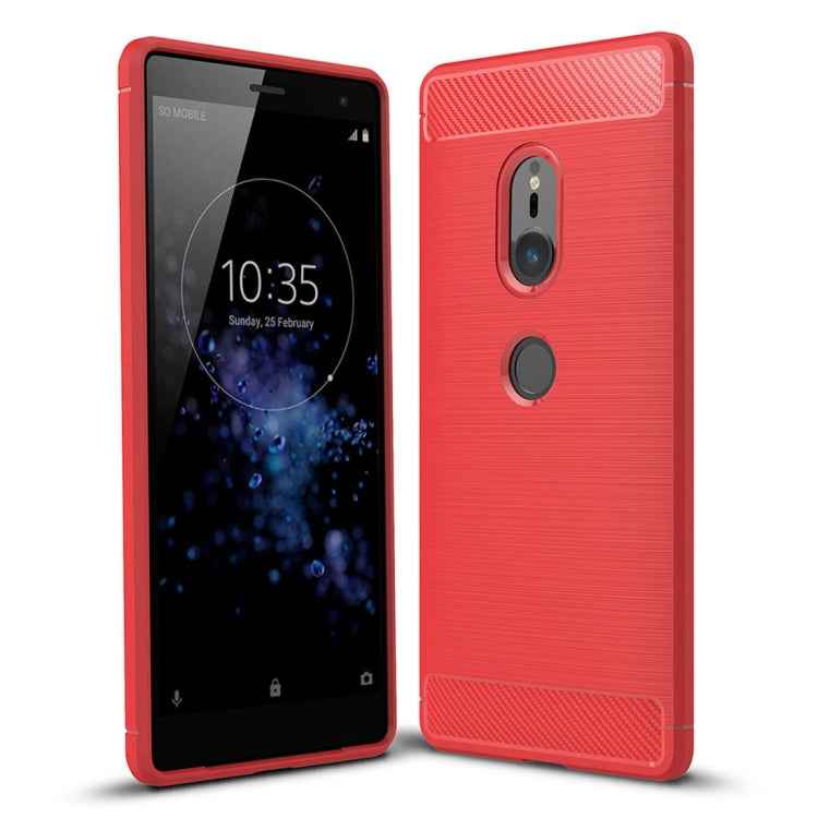 For Sony Xperia XZ2 Brushed Texture Carbon Fiber Shockproof TPU Protective Back Case, For Sony Xperia XZ2, Sony Xperia XZ2