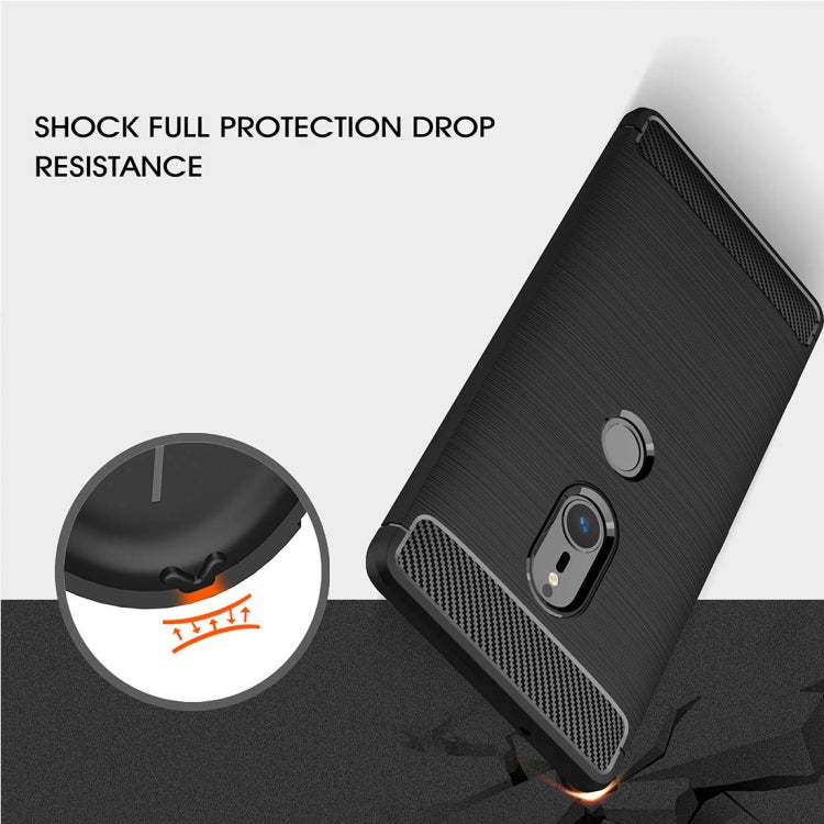 For Sony Xperia XZ2 Brushed Texture Carbon Fiber Shockproof TPU Protective Back Case