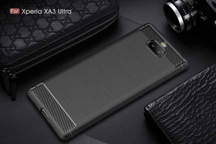 Brushed Texture Carbon Fiber Soft TPU Case for Sony Xperia 10 Plus