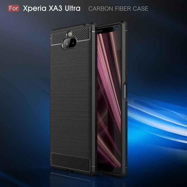 Brushed Texture Carbon Fiber Soft TPU Case for Sony Xperia 10 Plus