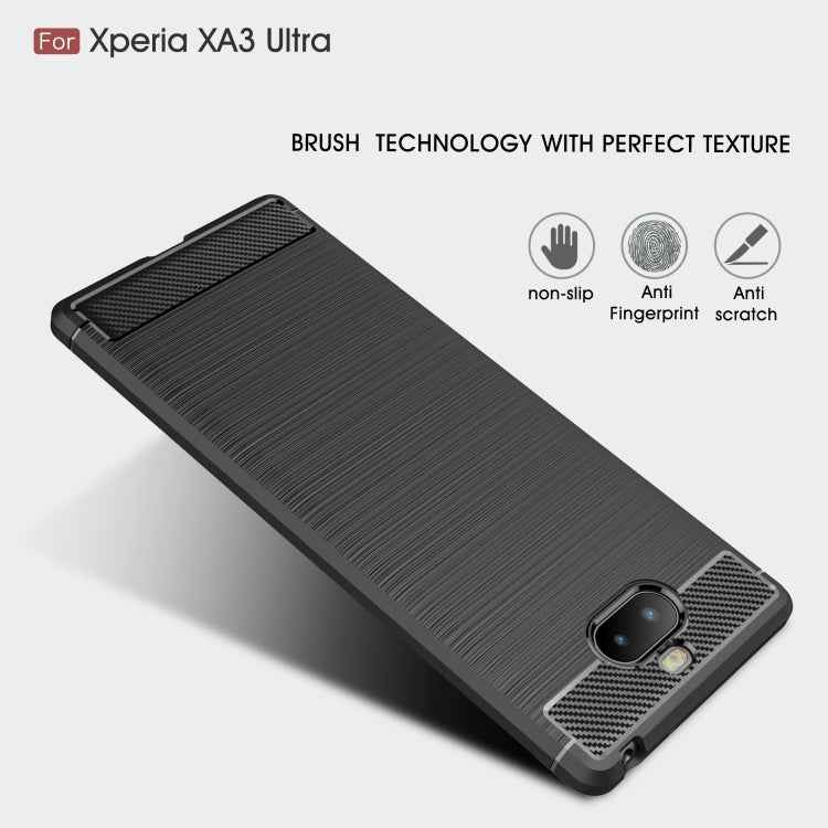 Brushed Texture Carbon Fiber Soft TPU Case for Sony Xperia 10 Plus