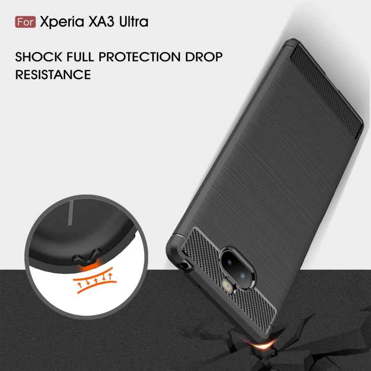 Brushed Texture Carbon Fiber Soft TPU Case for Sony Xperia 10 Plus