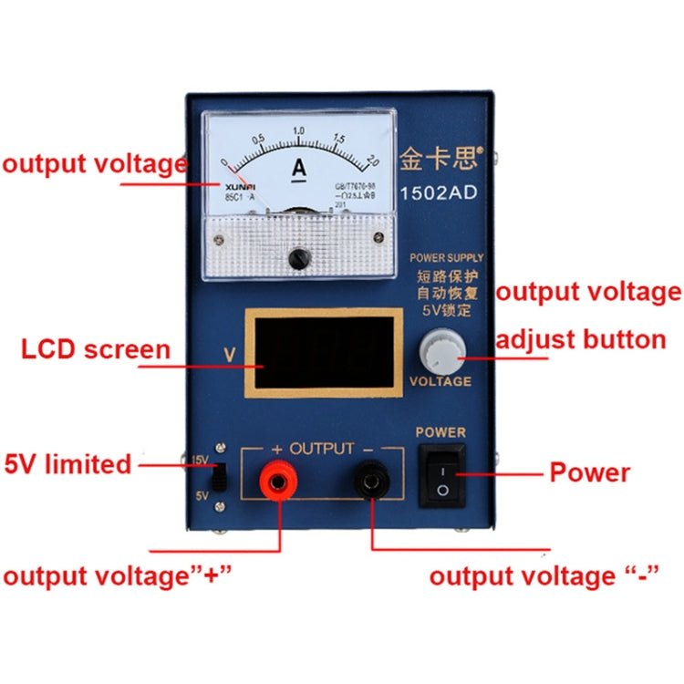 Kaisi KS-1502AD 15V 2A DC Power Supply Voltage Regulator Stabilizer Ammeter Adjustable Power Supply Repair Tools , EU Plug, EU Plug, US Plug