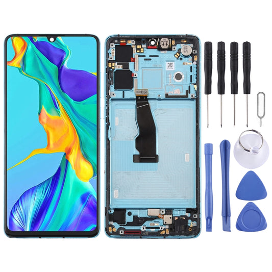 Pantalla LCD y digitalizador completo con marco para Huawei P30, Huawei P30 (original) y Huawei P30 (cristal transparente).