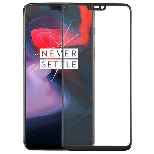 Lente de cristal exterior de la pantalla frontal del OnePlus 6, color negro