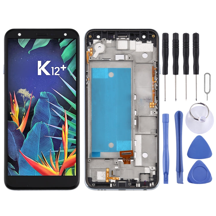 LCD Screen and Digitizer Full Assembly with Frame for LG K40 LMX420 / X4 2019 / K12 Plus,Double SIM