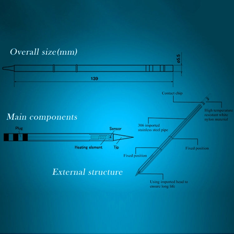 QUICKO T12-KU Black Welding Lead-free Soldering Iron Tip, T12-KU