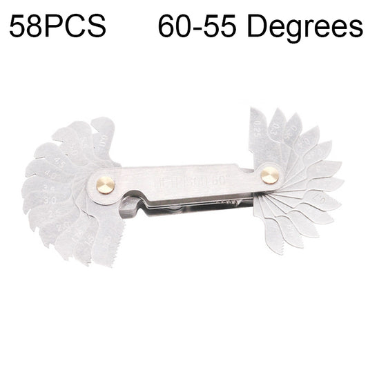 Calibre de rosca de acero inoxidable CR, 58 piezas, métricas de 60 grados y británicas de 55 grados