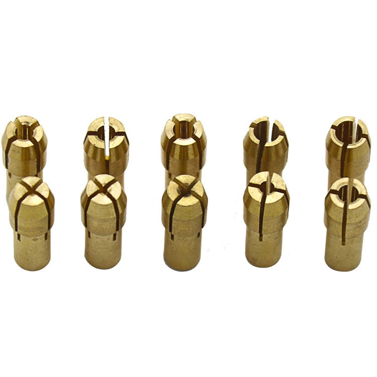 10 in 1 Three-claw Copper Clamp Nut for Electric Mill Fittings,Bore diameter: 0.5-3.2mm, Bore diameter: 0.5-3.2mm