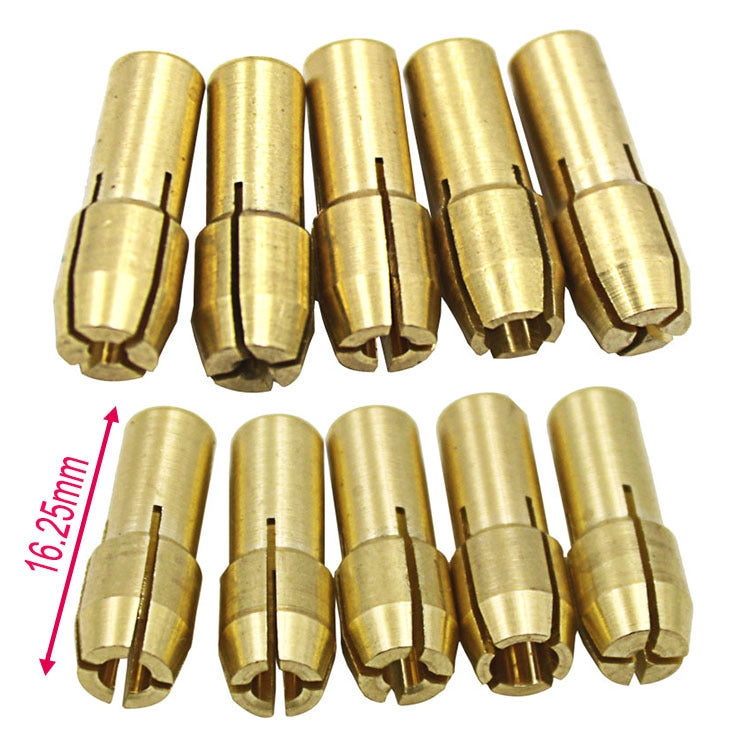10 in 1 Three-claw Copper Clamp Nut for Electric Mill Fittings,Bore diameter: 0.5-3.2mm, Bore diameter: 0.5-3.2mm
