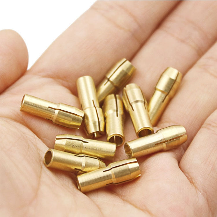 10 in 1 Three-claw Copper Clamp Nut for Electric Mill Fittings,Bore diameter: 0.5-3.2mm, Bore diameter: 0.5-3.2mm