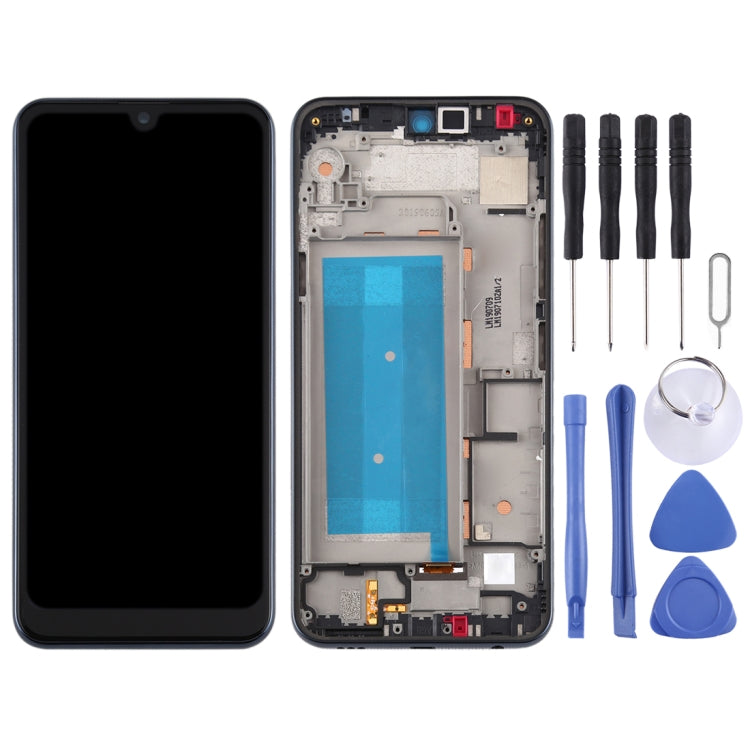 LCD Screen and Digitizer Full Assembly with Frame for LG Q60 X525ZA X525BAW X525HA X525ZAW / LG X6 2019 LMX625N X625N X525,Single SIM
