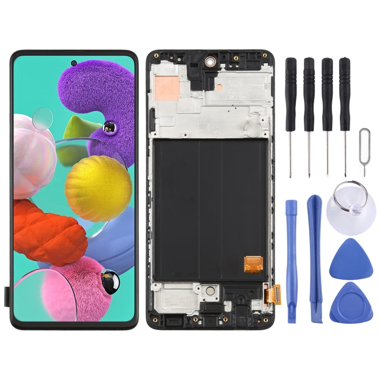 Original Super AMOLED Material LCD Screen and Digitizer Full Assembly with Frame for Galaxy A51 4G