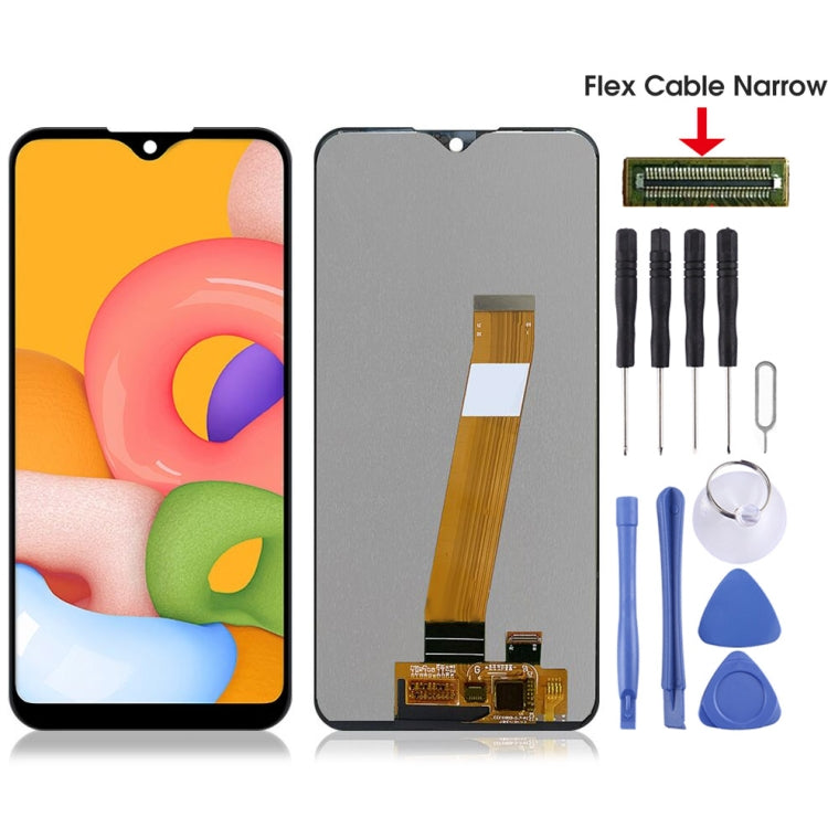 Original PLS TFT Material LCD Screen and Digitizer Full Assembly (Flex Cable Narrow) for Galaxy A01