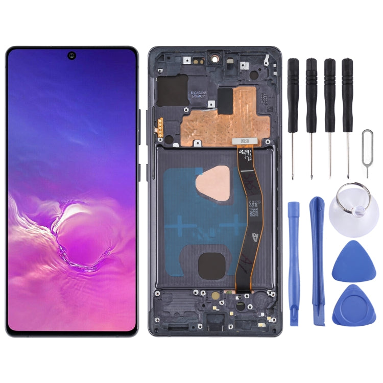 Pantalla LCD y digitalizador Super AMOLED original, ensamblaje completo con marco para Galaxy S10 Lite (marco)