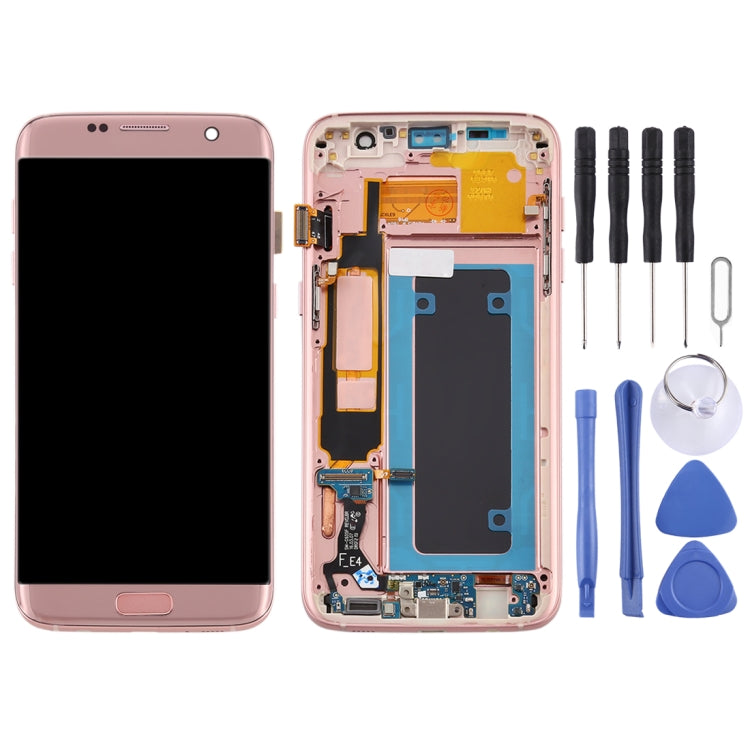 OLED Material LCD Screen and Digitizer Full Assembly With Frame for Samsung Galaxy S7 Edge / SM-G935F