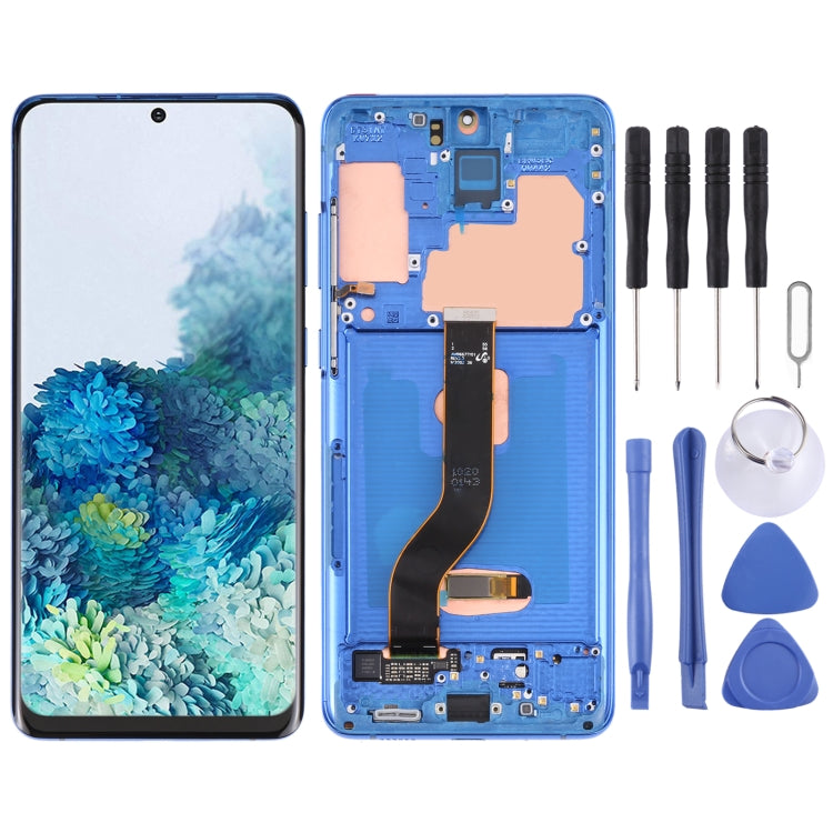 Pantalla LCD y digitalizador originales (ensamblaje completo con marco) para Samsung Galaxy S20+ 5G SM-G986B/G985, Samsung Galaxy S20+ 5G, Samsung Galaxy S20+ 5G (azul oscuro), Samsung Galaxy S20+ (original)