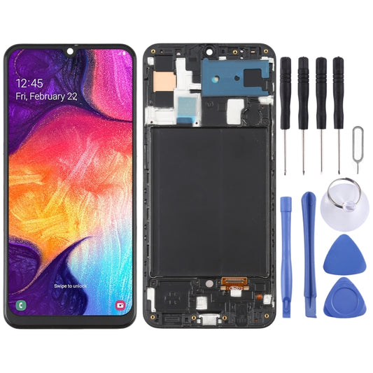 Pantalla LCD OLED de 6,36 pulgadas y digitalizador completo con marco para Samsung Galaxy A50 SM-A505 (OLED de 6,36 pulgadas)