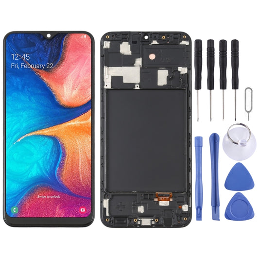Pantalla LCD OLED de 6,36 pulgadas y digitalizador completo con marco para Samsung Galaxy A20 SM-A205 (OLED de 6,36 pulgadas)